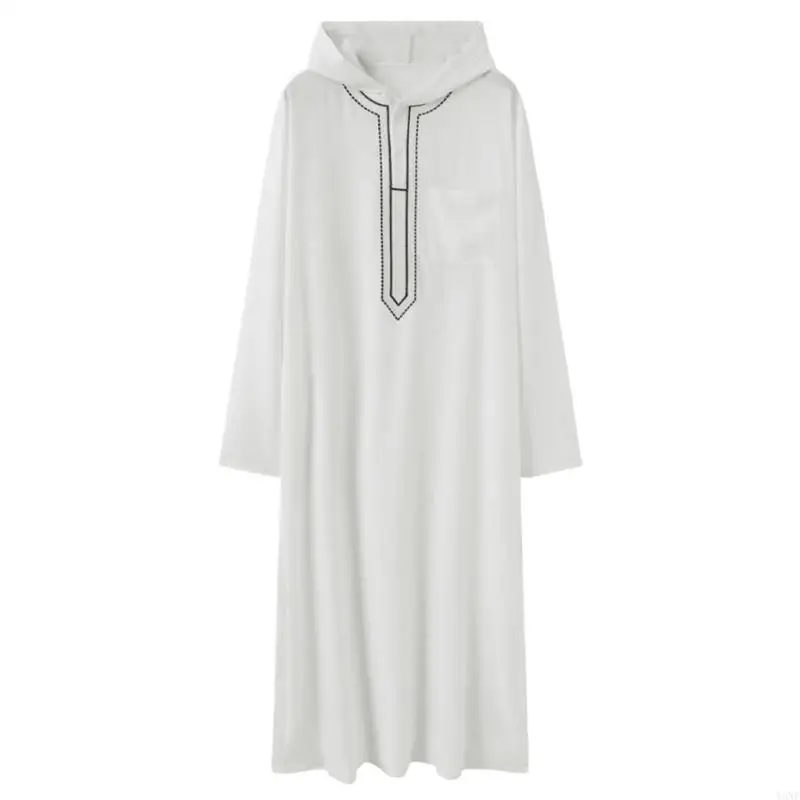 Y3NE Abito culturale musulmano sostenibile Abito lungo da uomo Tessuto traspirante naturale Facile manutenzione Abbigliamento