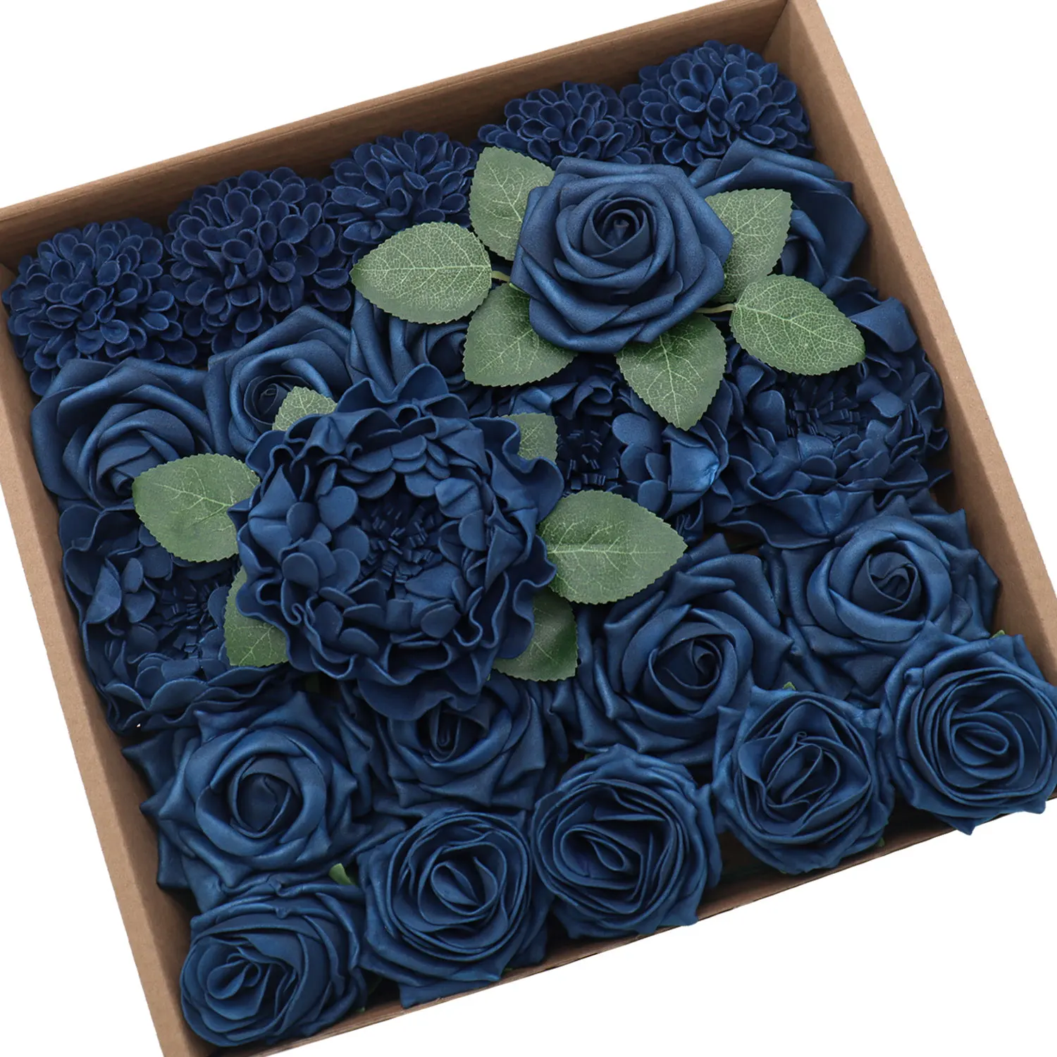 D-Seven Artificial Flowers Navy Flowers Combo Box for DIY Wedding Bouquet Centerpiece Arrangement Bridal Shower Party Home Decor