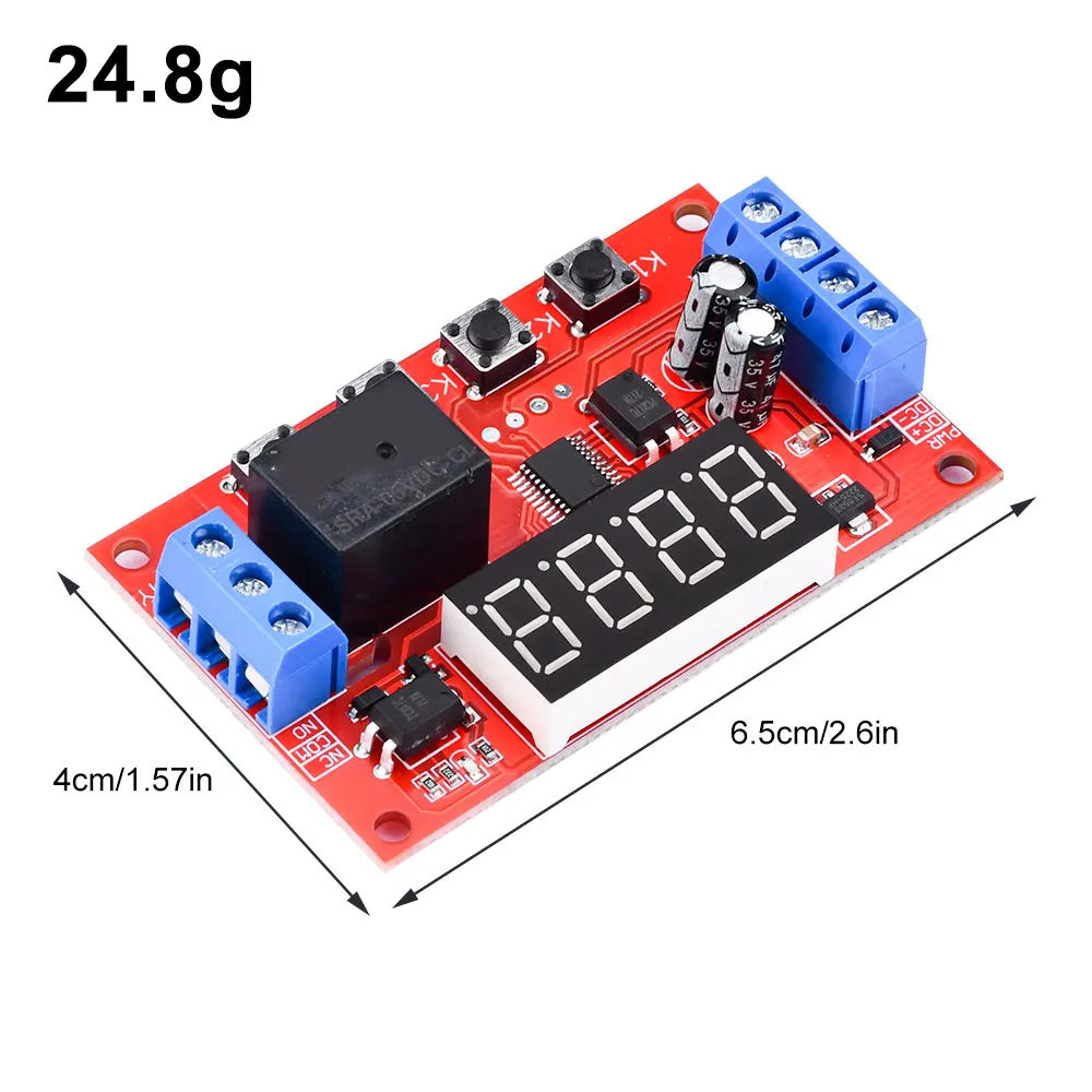 Moduł przekaźnika czasowego DC 5V 12V 24V moduł czasowy wyzwalania wyzwalacza Opóźnienie pomiaru czasu Moduł sterowania przełącznikiem obwodu z wyświetlaczem LED