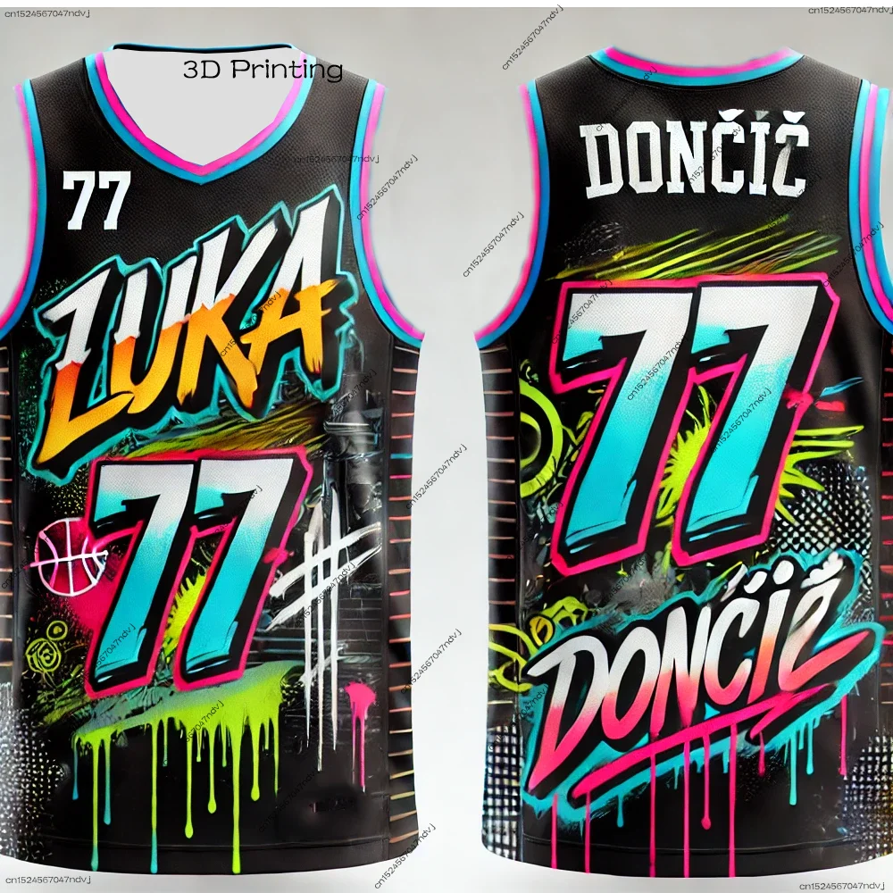 Chat GPT Smart Design Doncic No. 77 Hip Hop Street Style Basketball Jersey Vest Fans Special Basketball Jersey Kit