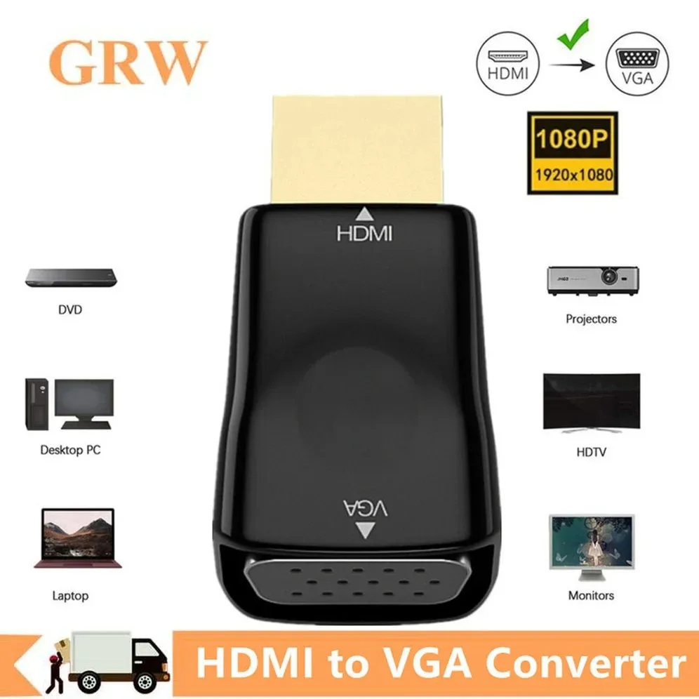 HDMI-compatible to VGA Converter Adapter HDMI Male To VGA Famale 1080P Video Converter For PC Laptop Tablet Projector Displayer