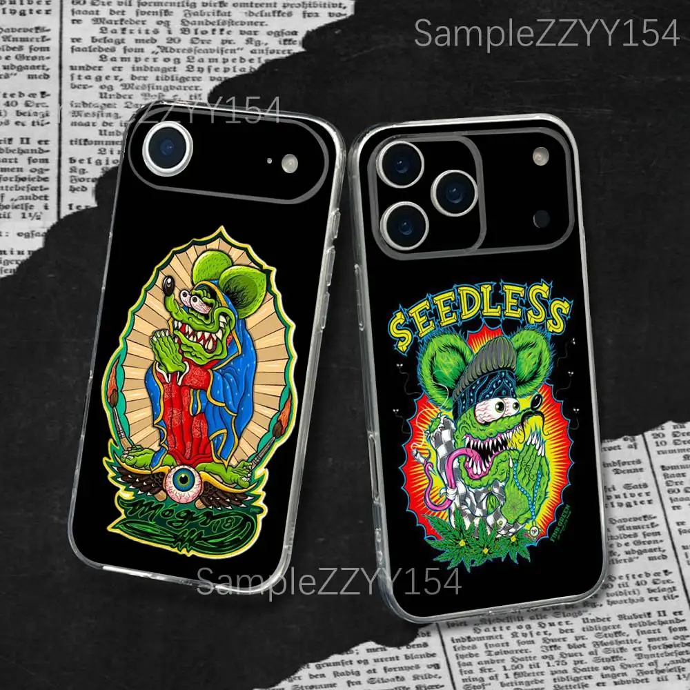 

Rat Fink Car Phone Case For iPhone 17,16,15,14,13,12,11 Plus,Pro,Max,XR,XS,X,7,8 Plus,SE,Mini Transparent Silm Fit Soft