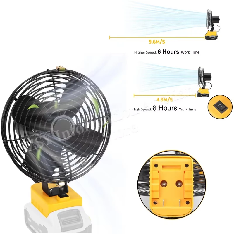 

Portable Outdoor Jobsite Cordless Fan For DeWalt 20V 18V Battery，Indoor Fans Operated Powered Blow Heat and Cooling at Work