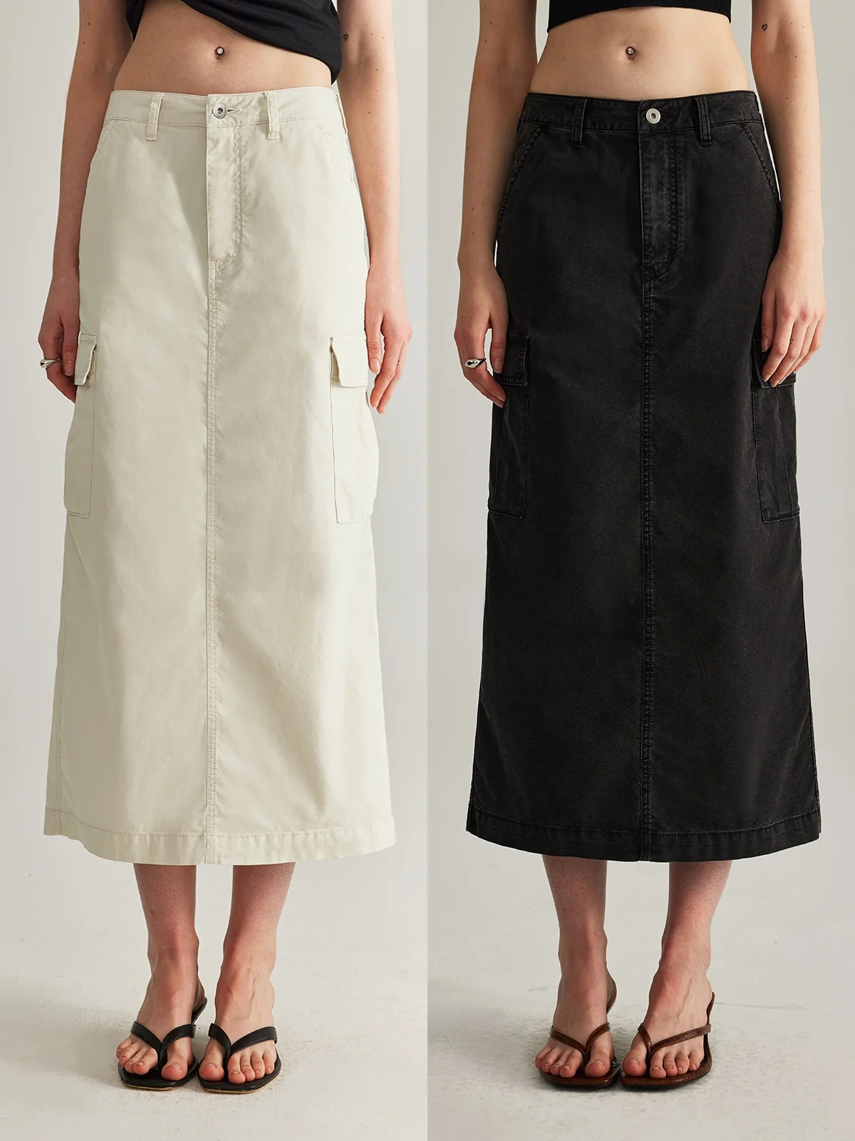 

UZZO Повседневная юбка в индустриальном стиле, новая коллекция весна-лето, свободный прямой крой, с высокой талией, с большими карманами, с разрезом сзади, удобная для повседневной носки