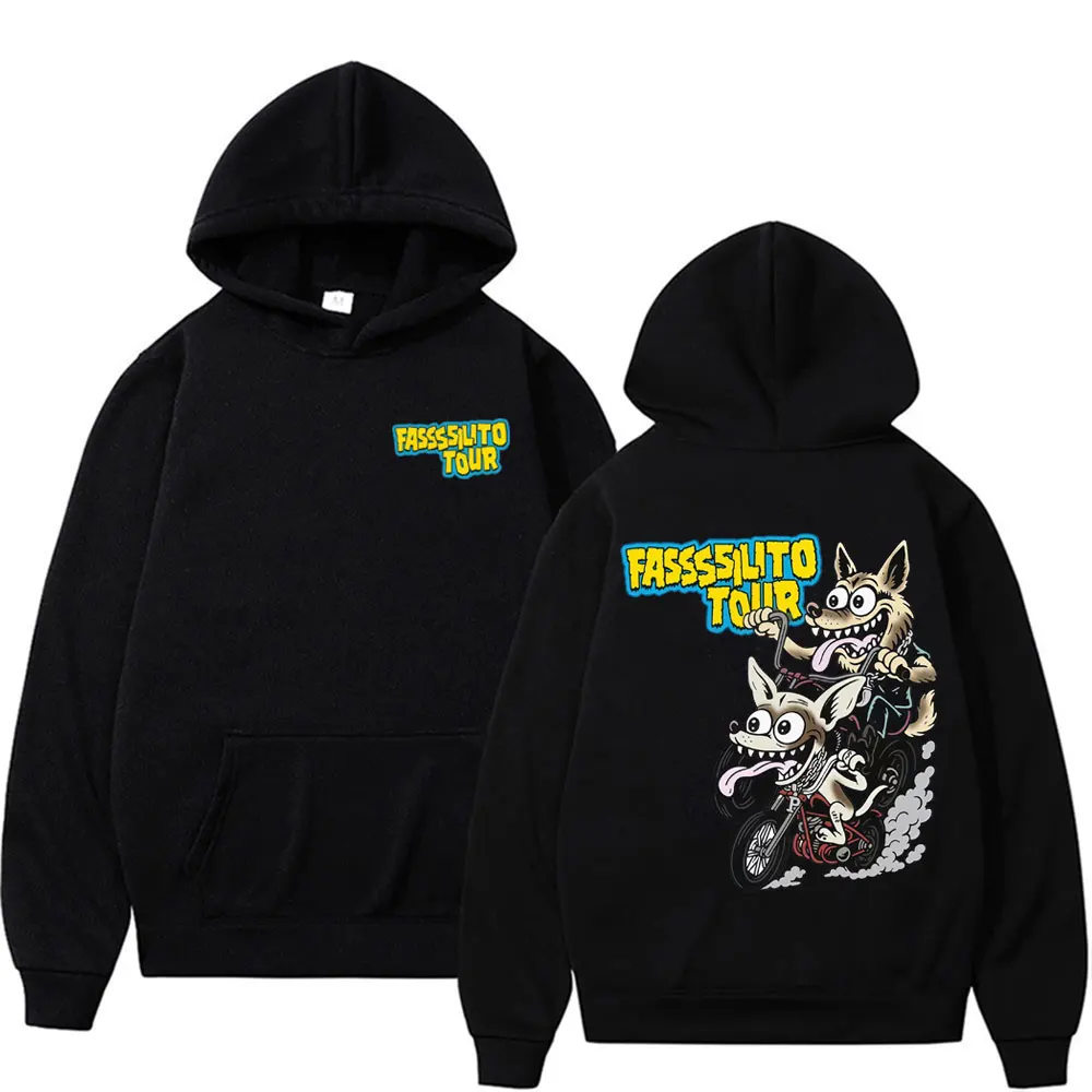 Singer La Pantera Fassssilito Tour Hoodies Men Women Casual Fleece Oversized Hoodie Fashion Vintage Cartoon Sweatshirt Pullovers