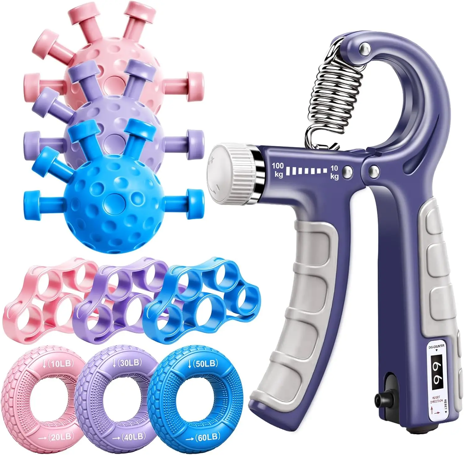 

Набор для тренировки силы хвата, тренажер для предплечий и кистей рук, тренажер для пальцев для тренировок, восстановления и повышения гибкости