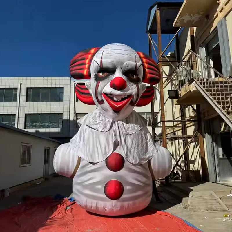 

2024 new design inflatable clown body with led light,customized inflatable Halloween clown skull monster balloon