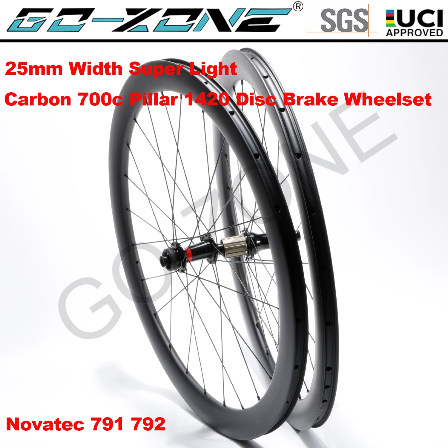 

Super Light Clincher Tubeless Carbon Wheelset Disc Brake 700c UCI Approved Novatec 791 792 Pillar 1420 Carbon Road Wheels