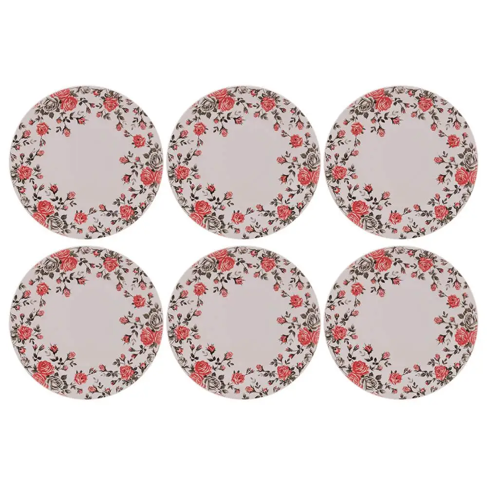 Pink Porcelain Garden Dishes Set 26cm 6 Pieces-Lyor