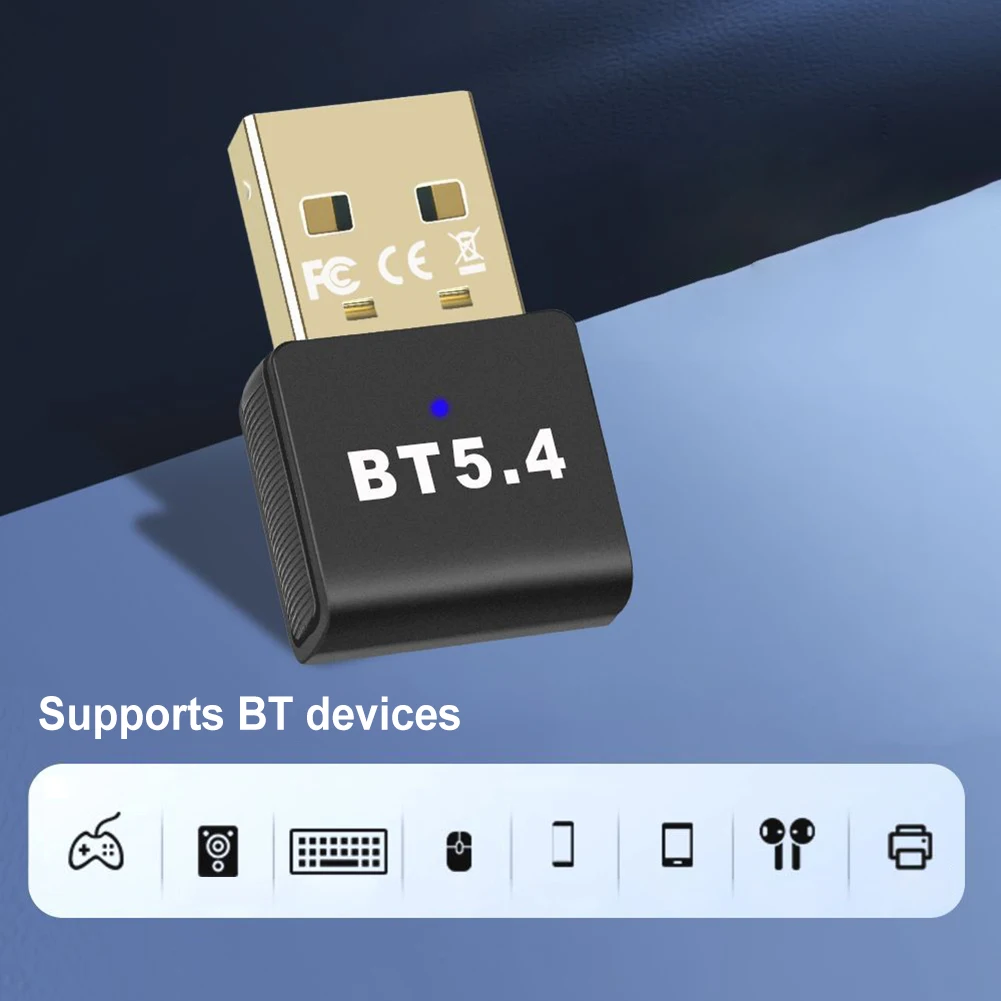 USB Bluetooth 5.4 Adapter Transmitter Bluetooth Audio Bluetooth Dongle Wireless USB Adapter for Keyboard Mouse Headphone Speaker