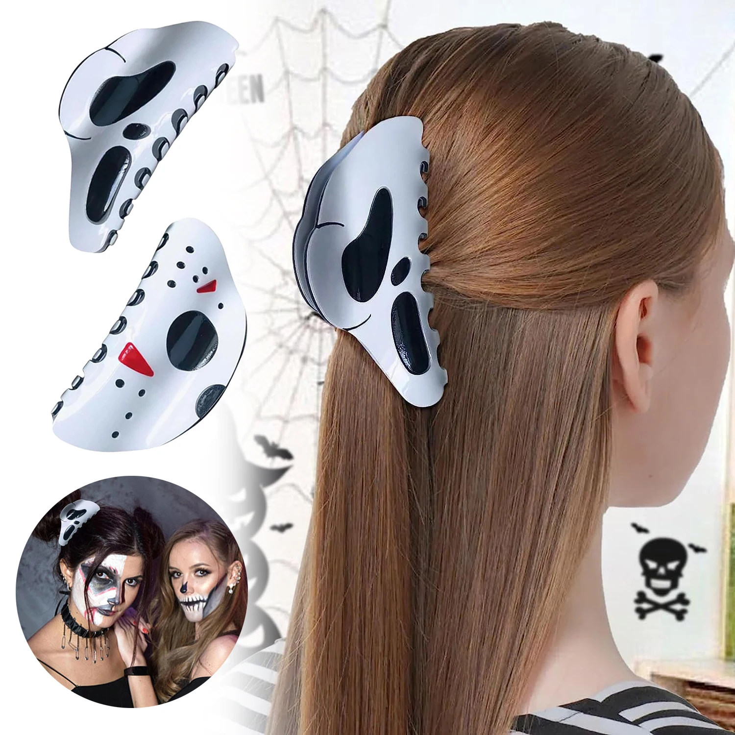 

Cute Ghost Cartoon Claw Clips Halloween Hair Accessories Non Slip Updo Clips Party Hairstyle Spooky Charm Set