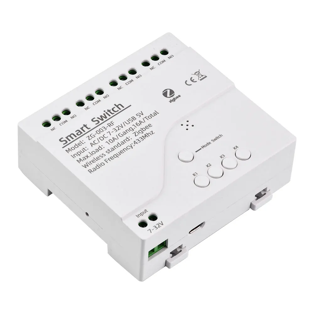 ZigBee Intelligent Switch RF Module 4 Channel DC7-32V / AC85-250V Jog Self-Locking WiFi Remote Control Relay Switch