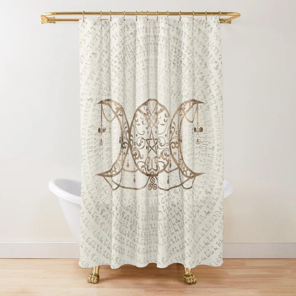 

Triple Moon - Triple Goddess Pastel Gold Shower Curtain Shower For Bathroom Set Window Curtain