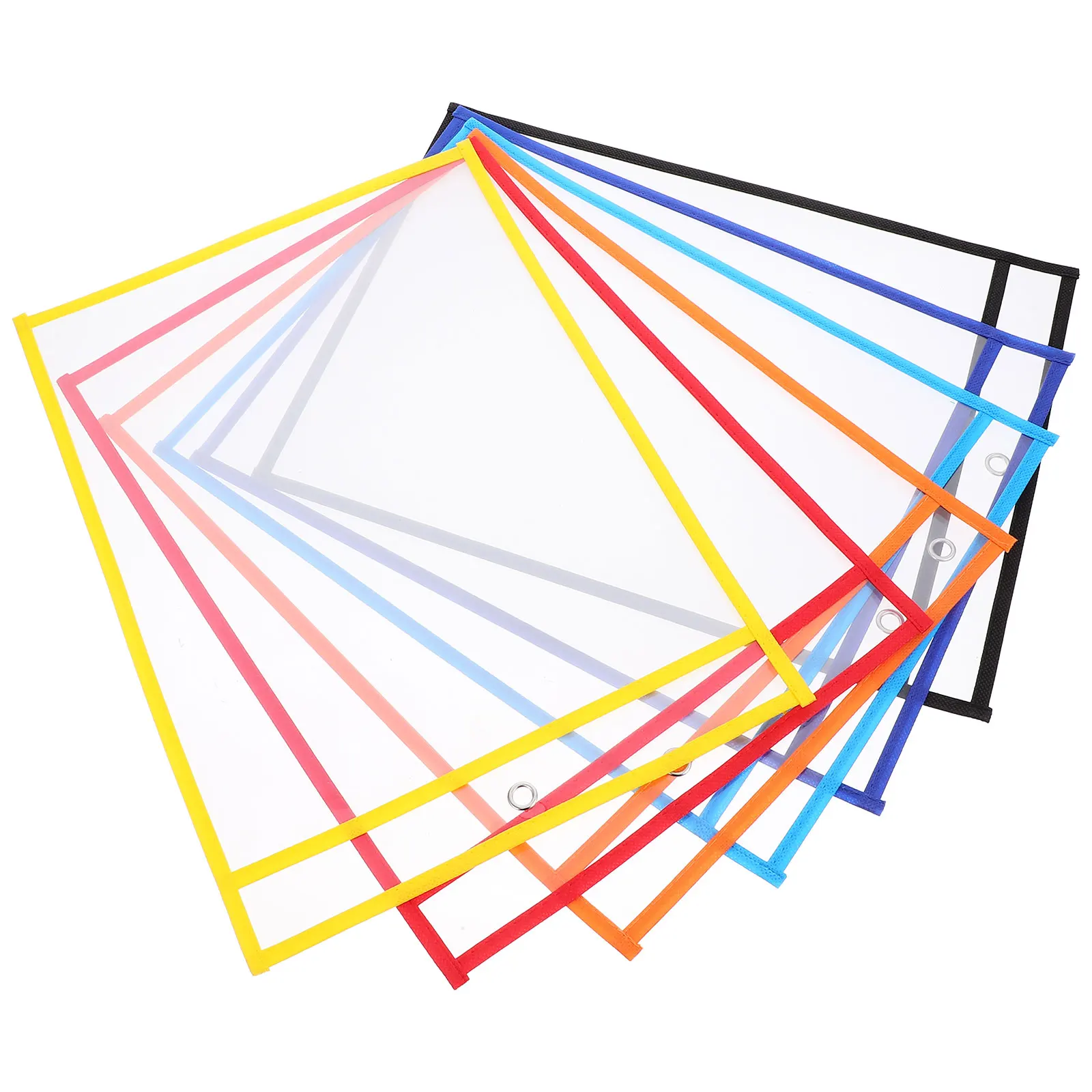 

6pcs Dry Erase Pockets Reusable PVC Sleeves Write Wipe Clear Both Sides Office School Supplies Teacher Classroom Document Folder
