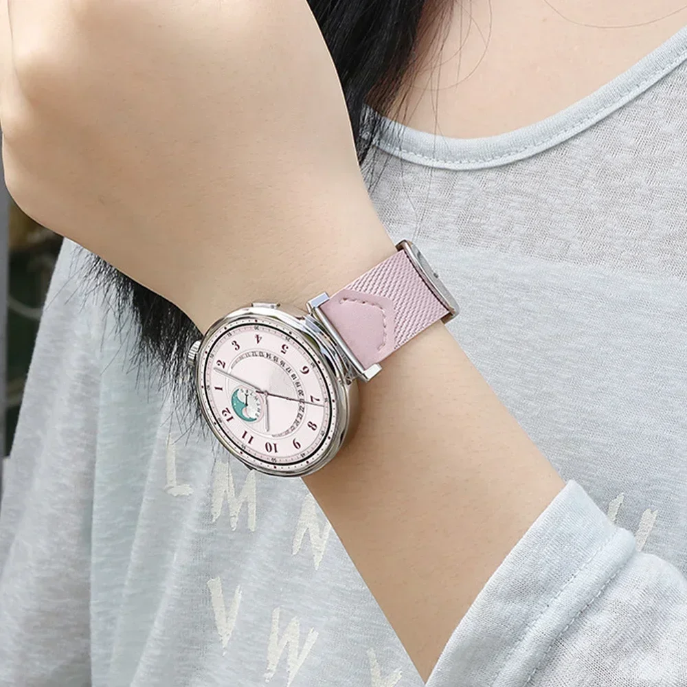 18 مللي متر نايلون + حزام مضفر من الجلد لساعة هواوي GT5/4 41 مللي متر سوار بديل رسمي ساعة هواوي 5 GT5 Pro 42 مللي متر معصمه