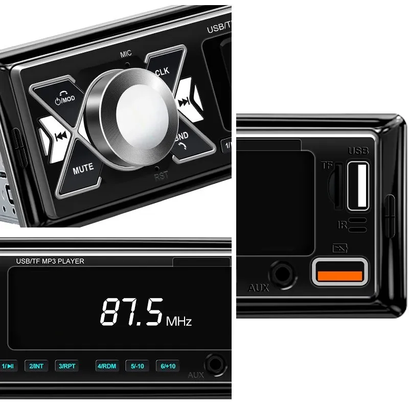 1 DIN Radio Stereo Receiver Digital Bluetooth MP3 Player Colorful With Dual USB AUX Inputs Auto Multimedia Automotive Car Audio