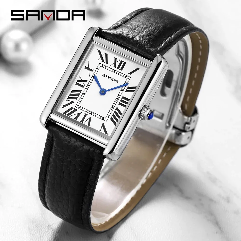 SANDA marka zegarek kwarcowy dla par proste modne zegarki damskie Casual sport wodoodporny oryginalny Design męski zegarek reloj mujer