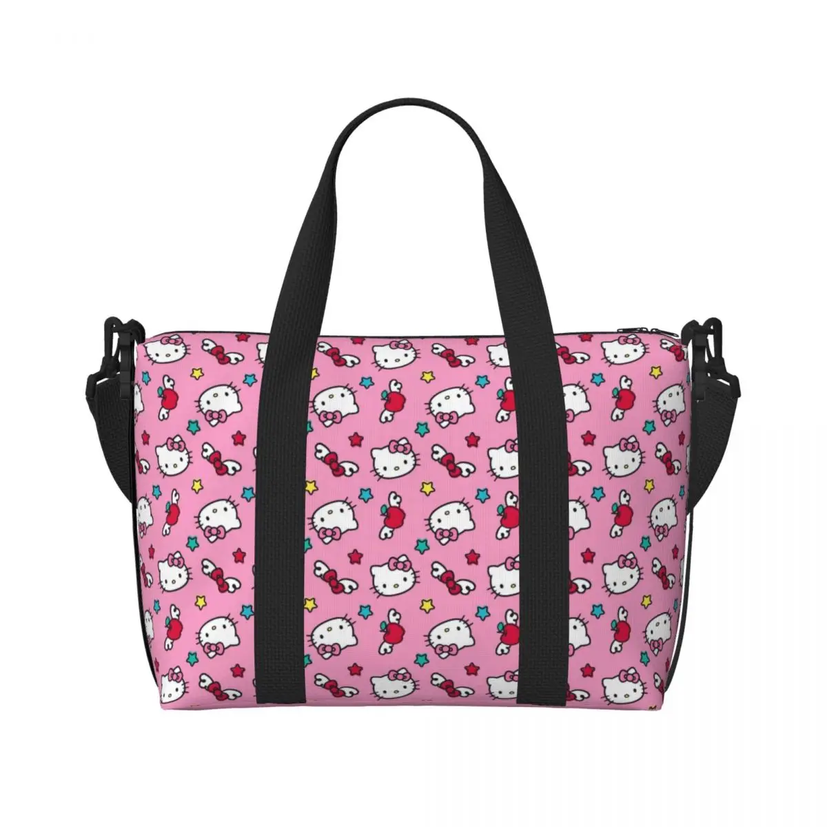 

Custom Hello Kitty Grocery Tote Shopping Bags Women Large Capacity Beach Gym Travel Bags