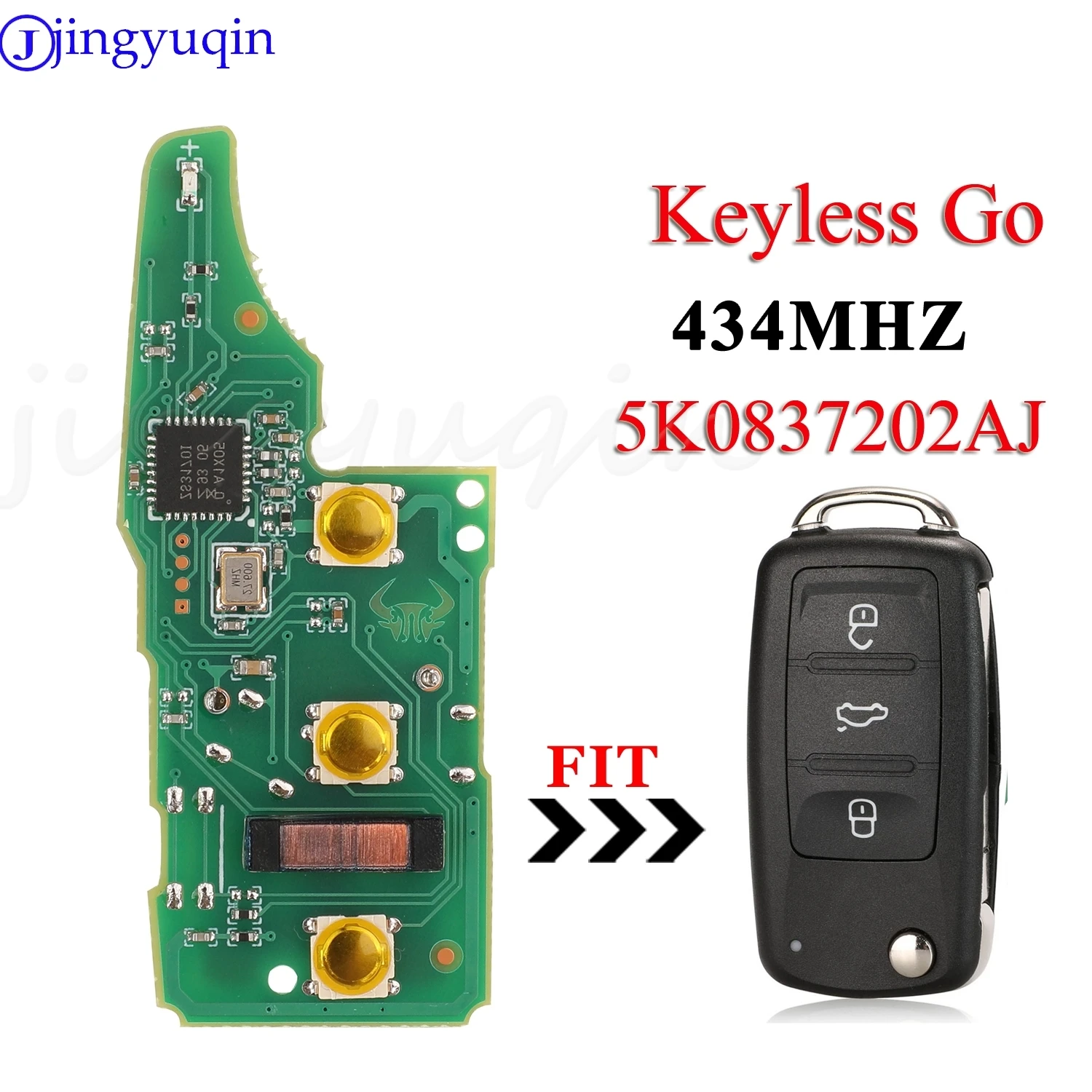 jingyuqin Remote Car Key Circuit Board 5K0837202AJ 434Mhz ID48 Chip For VW Beetle Eos Golf Jetta Sharan Skoda Keyless Go