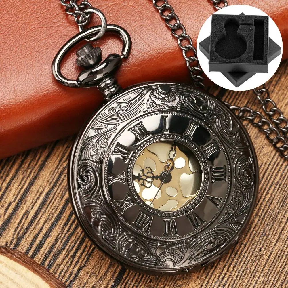 الكلاسيكية الأسود ريترو كوارتز ساعة الجيب العربية/الرومانية الأرقام الاتصال الهاتفي قلادة قلادة ساعة الجيب خمر ساعة هدية للجنسين #1