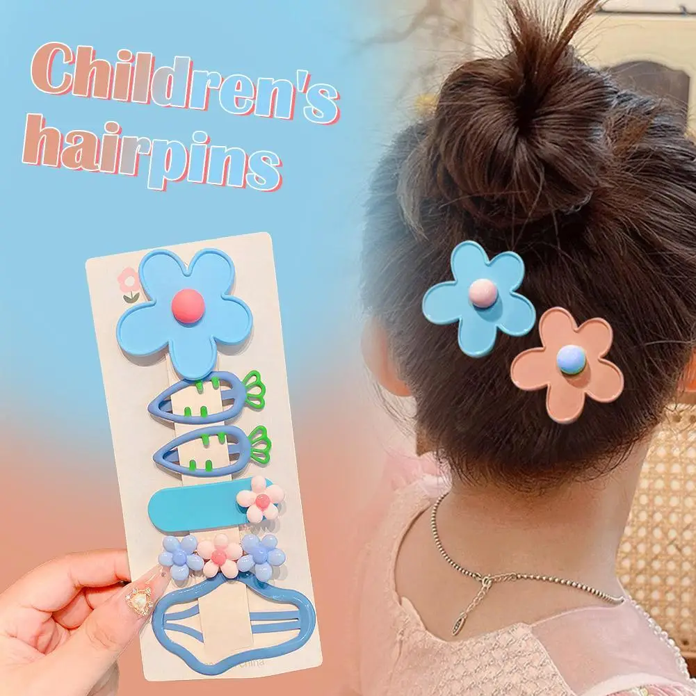 

Sweet Kids' Flower Hair Clip Bangs Multicoloured Hairpin Cute Cartoon Headwear Hair Styling Accessories For Children