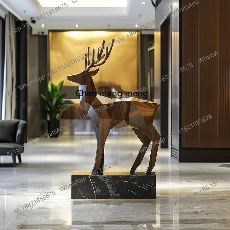 

Hotel lobby Fulu decorative ornament large floor-to-ceiling solid wood sculpture sales office entrance