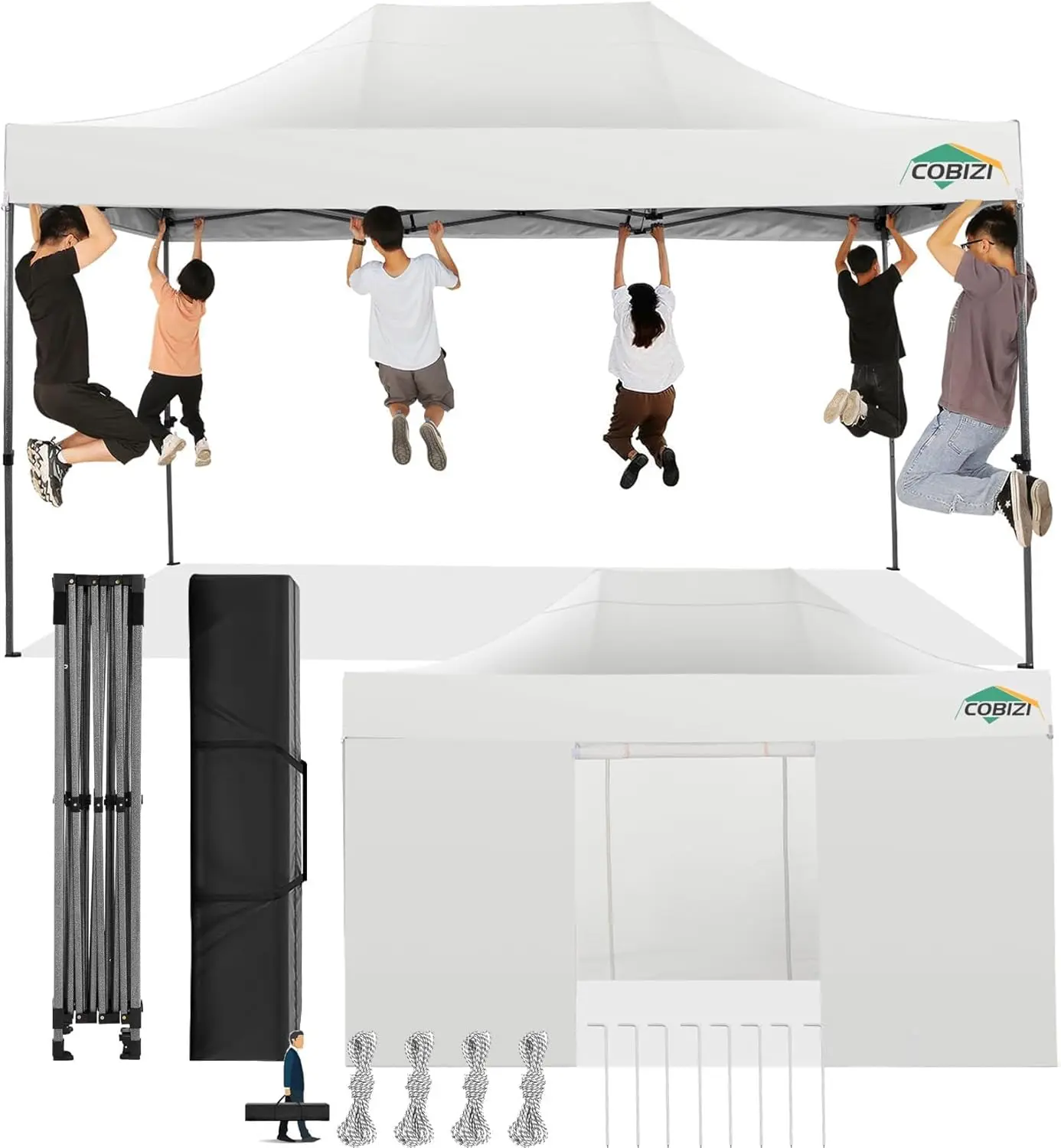 

10x15 Pop Up Canopy with 4 Sidewall,Heavy Duty Canopy UPF 50+ All Season Wind Waterproof Commercial Outdoor Wedding Party Ten