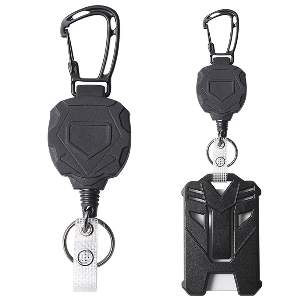 Outdoor Retractable Keychain Badge Clip Retractable Card Holders Extendable Key Chain Steel Wire Rope Extendable Key Lanyard