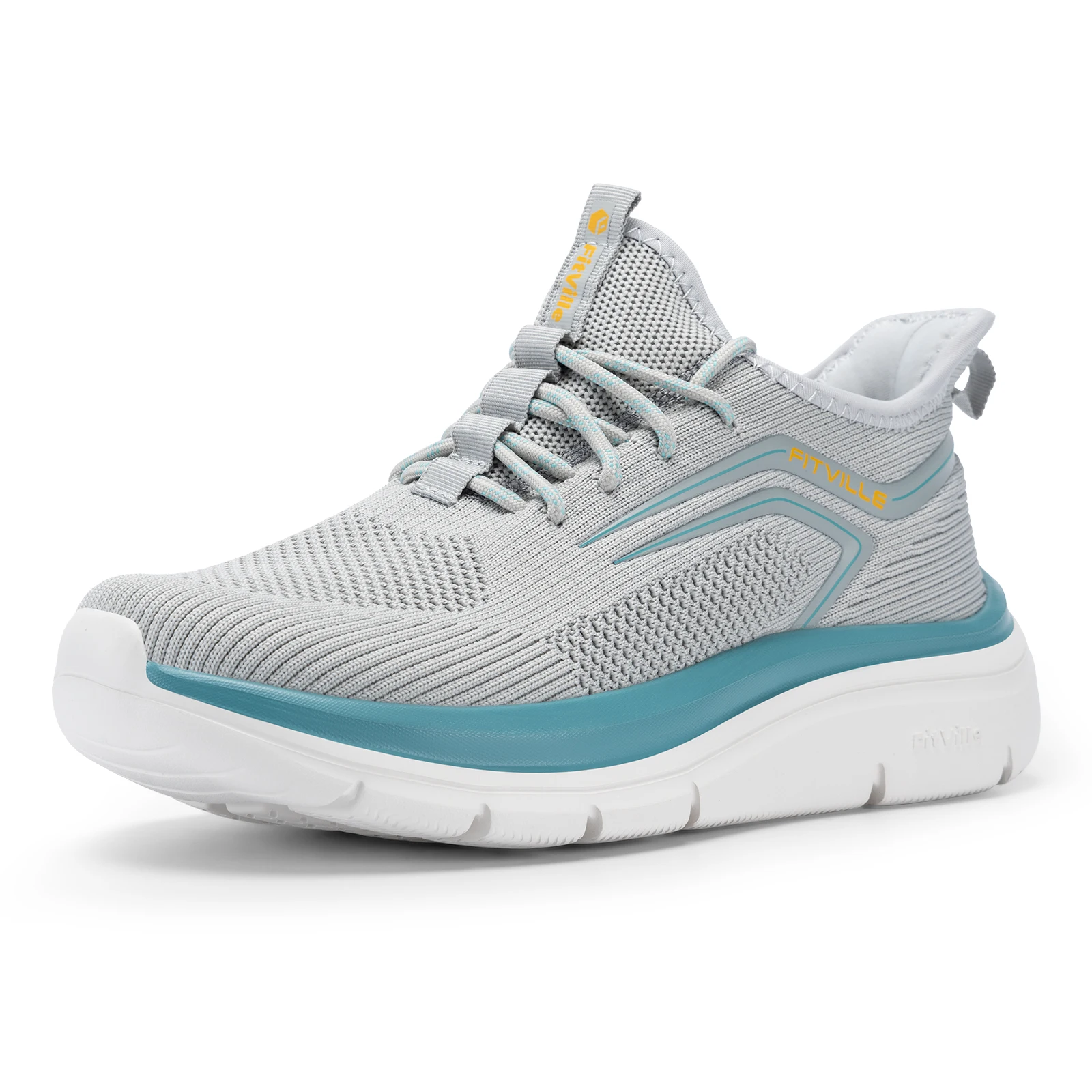 Herren-Laufschuhe mit dicker Sohle, gepolstert, leicht, breite Passform, mit Fußgewölbeunterstützung für geschwollene Füße, Outdoor-Sneaker