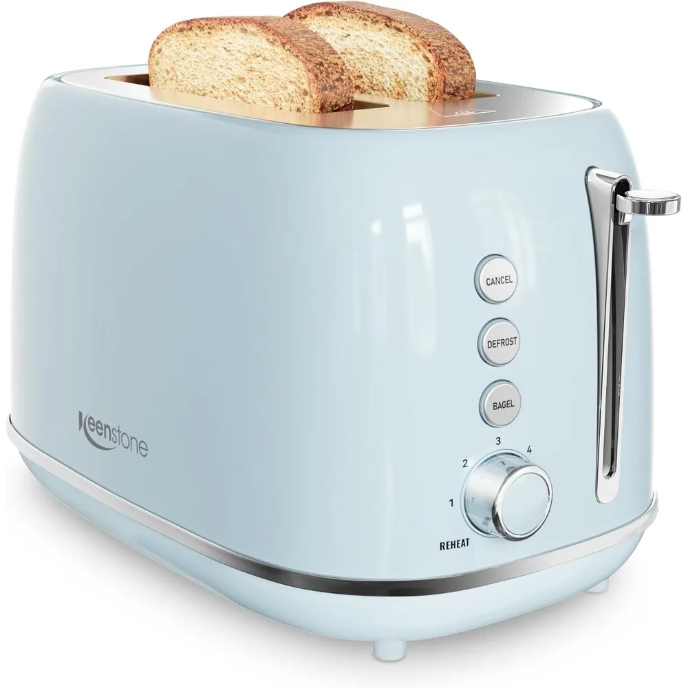 

2 Slice Toaster Retro Stainless Steel Toaster with Bagel, Cancel, Defrost Function and 6 Bread Shade Settings Bread Toaster
