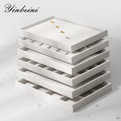 Yinbeini Velvet Jewelry Organizer Tray Ring Earring Bracelet Necklace Display Stackable Drawer Storage for Table Top P036