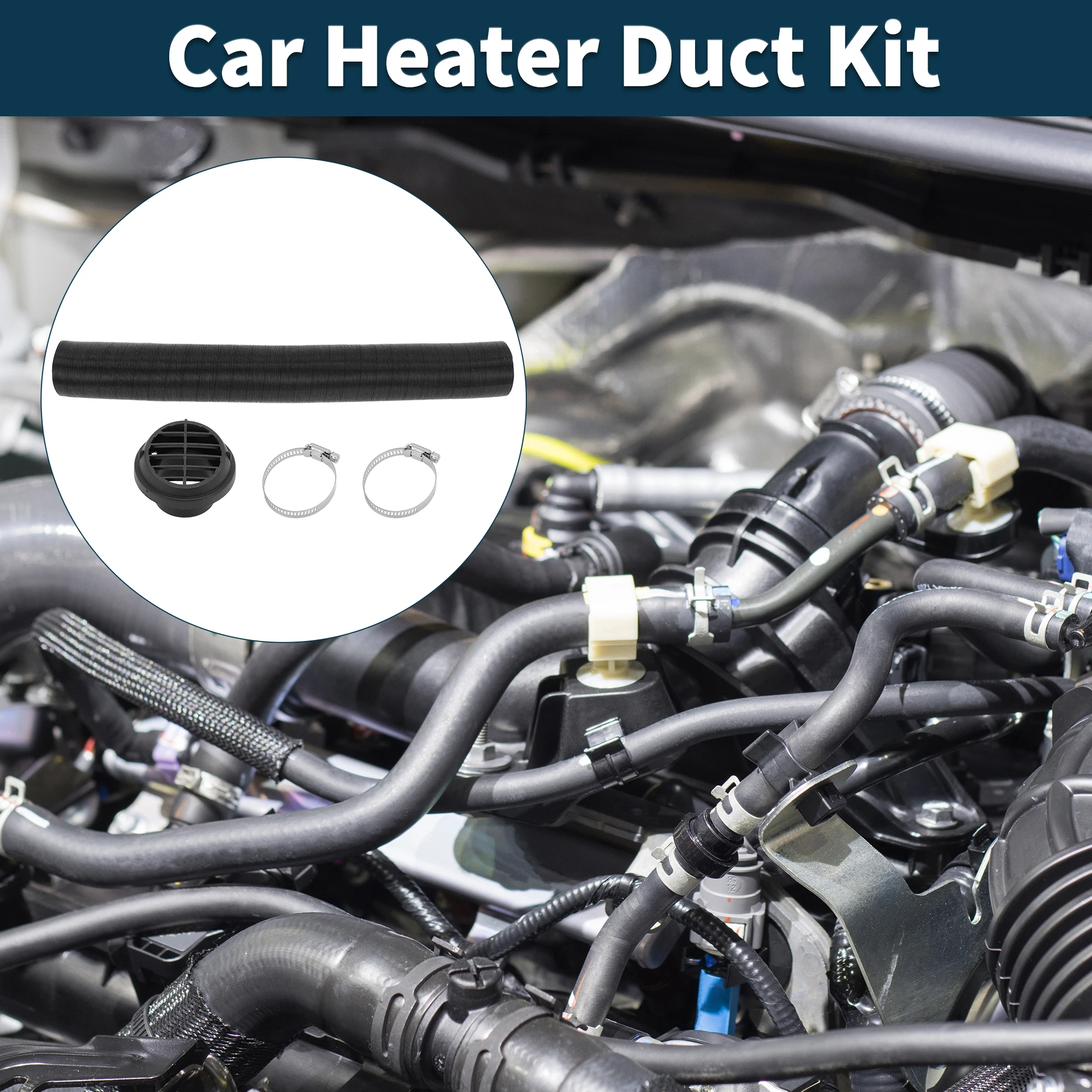 

UXCELL Car Heater Duct Kit 42mm ID 80cm Max L with Air Vent Outlet Cover