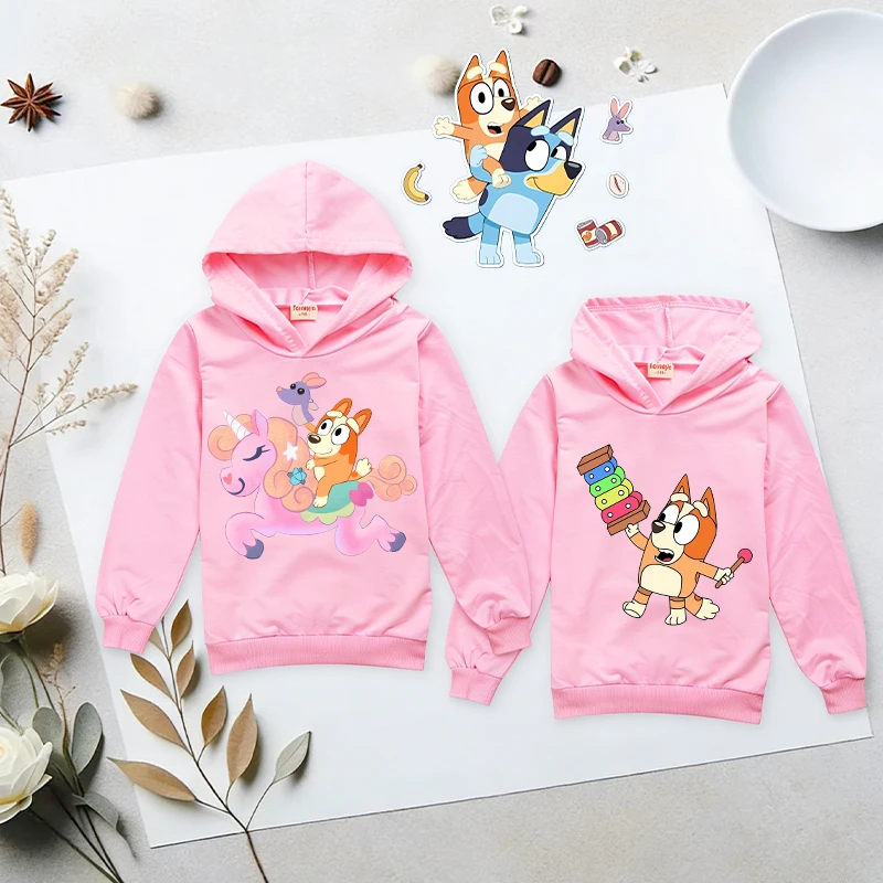 

Blueye Sister Bingo Girl Thin Hoodie Anime Cartoon Cute Childern's Pullover Long Sleeve Casual Autumn Spring Sweatshirt Kids New