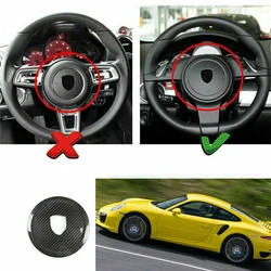Real Carbon Fiber Steering Wheel Rings Logo Trim Cover Stickers For Porsche 911 Panamera Cayenne Boxster 2008-2016