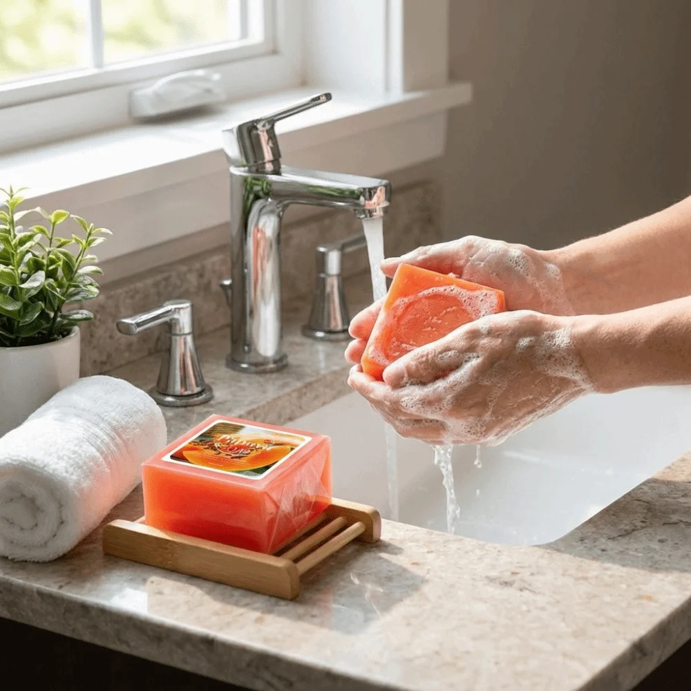 Vitamin C Papaya Extract Soap Nourishing Gently Nourishing Handmade Soap Deep Cleansing Moisturizing Essential Oil Soap Bathroom
