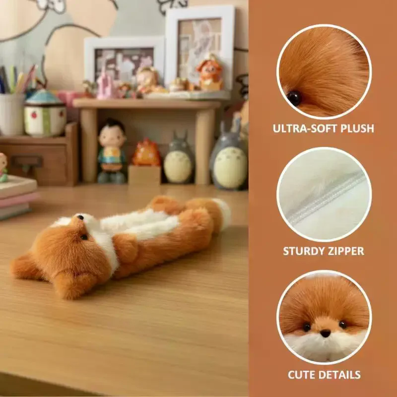 Funny Cartoon Animal Plush Pencil Pouch, Cute Personalized Pen Case for Students, Kawaii Stationery Storage & Organizer Bag