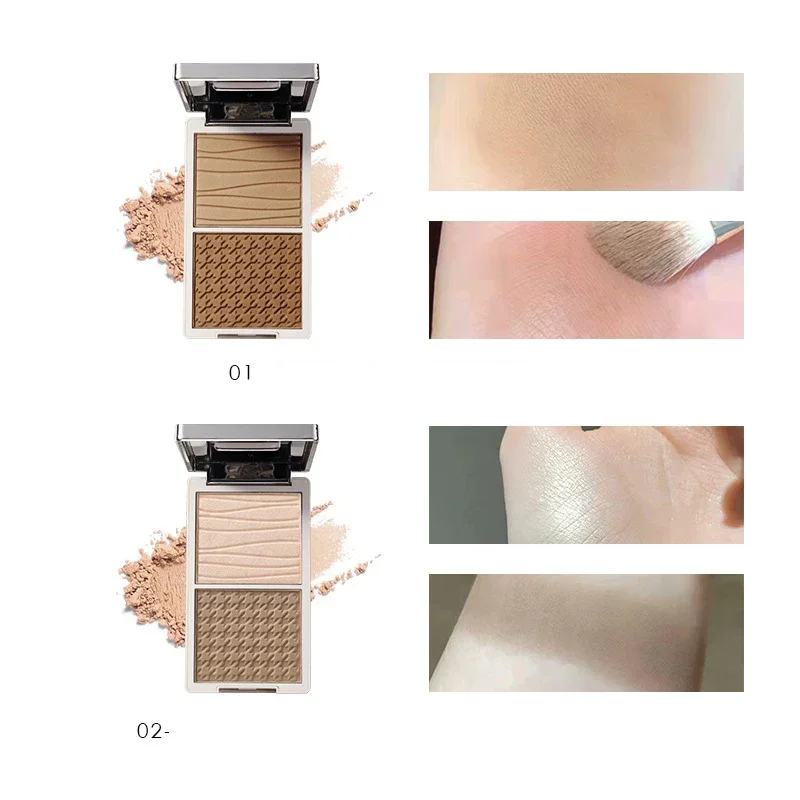 Highlighter Bronzer Iluminadores De Maquillaje twarz błyszczy paletka pudrów prasowanych 2 kolory 0.53 uncji