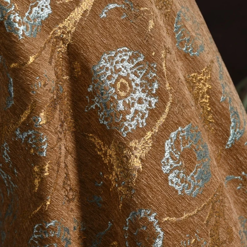 ジャカード生地 ブラウンシルバーメタリック 花柄 羽模様 ソ - Sewing Vest のレビューと価格