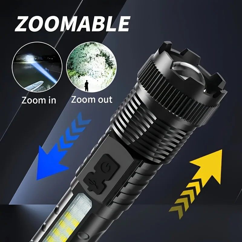 Rechargeable High Lumen LED Flashlight Tactical COB Work Light Power Display Waterproof Camping Emergency Christmas Men Gift image 4