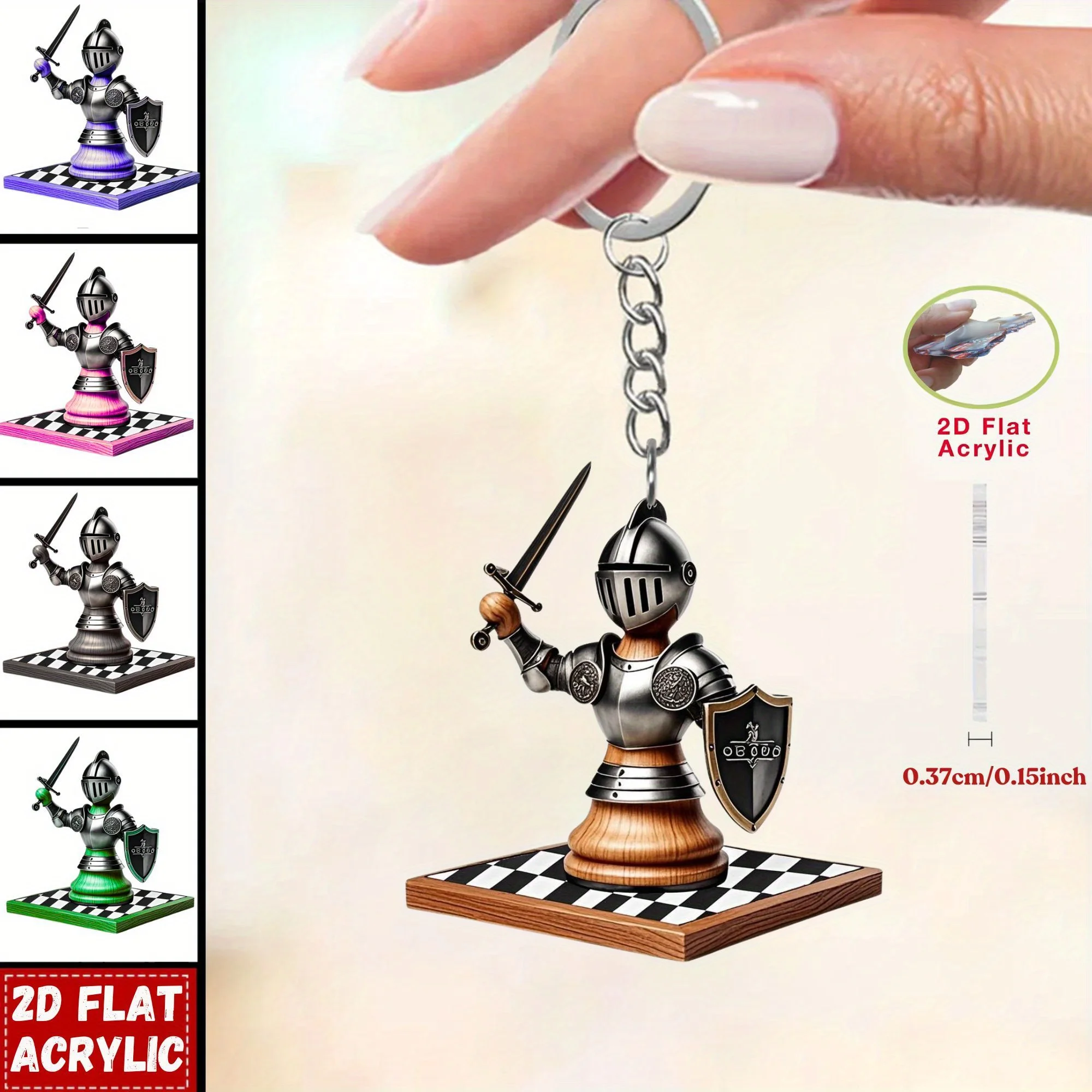 Colorful Chess Theme Acrylic Keychain 2D Pendant Suitable Backpacks Bags Car Key Decoration Friends Holiday Ornament Party Gifts