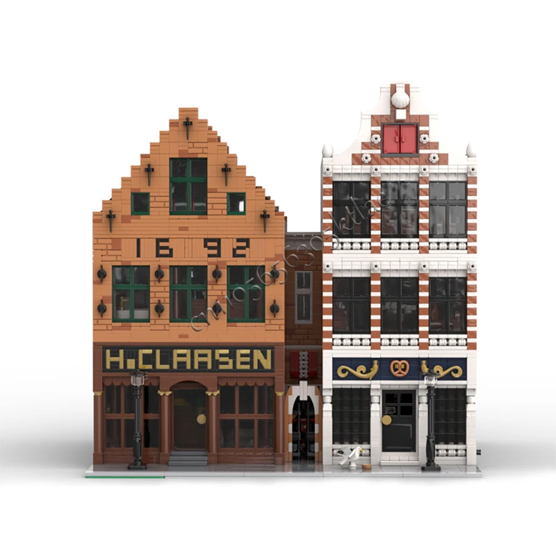 7296 PCS Street Scene Modern Colonial Goods Store Old Bakery MOC Customize Modular Building Block DIY Boys Holiday Toy Gifts