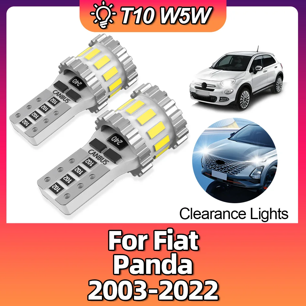 2PCS T10 W5W Canbus Bulbs LED Car Clearance Lights For Fiat Panda 2003 2004 2005 2006 2007 2008 2009 2010 2011 2012 2013 -2022