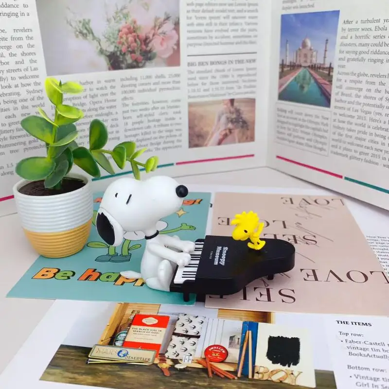 سنوبي تشارلي براون دمية الديكور Kawaii الكرتون اليابان يشتري سنوبي وودستوك عازف البيانو الديكور الأطفال هدية عيد ميلاد #4