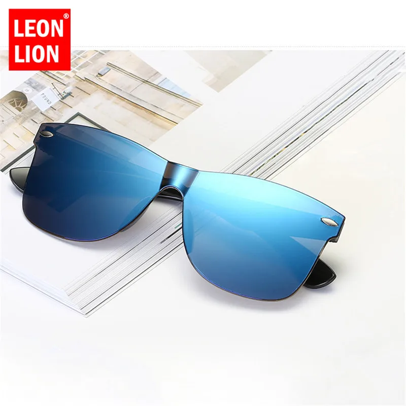 LeonLion 2023 One-piece Cat Eye Sunglasses Women/Men Gradient Lens Retro Mirror Rimless Sun Glasses Vintage Travel Eyewear UV400