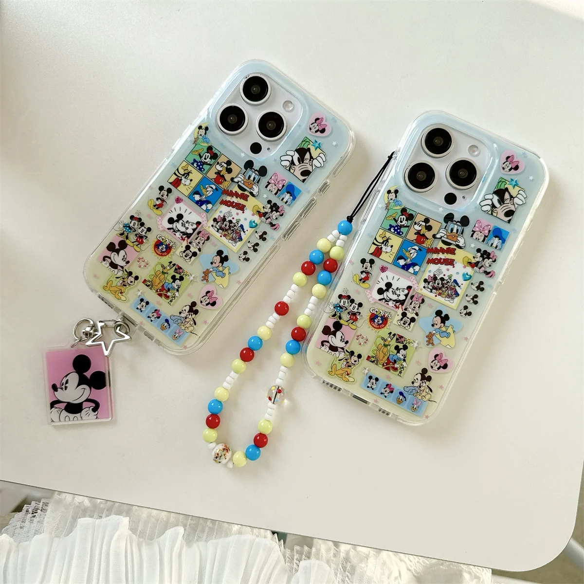

Cute Mickey and Minnie cartoon stickers Phone Case For iPhone 16 15 14 13 Pro Max fundas iphone 15 case Protective cover
