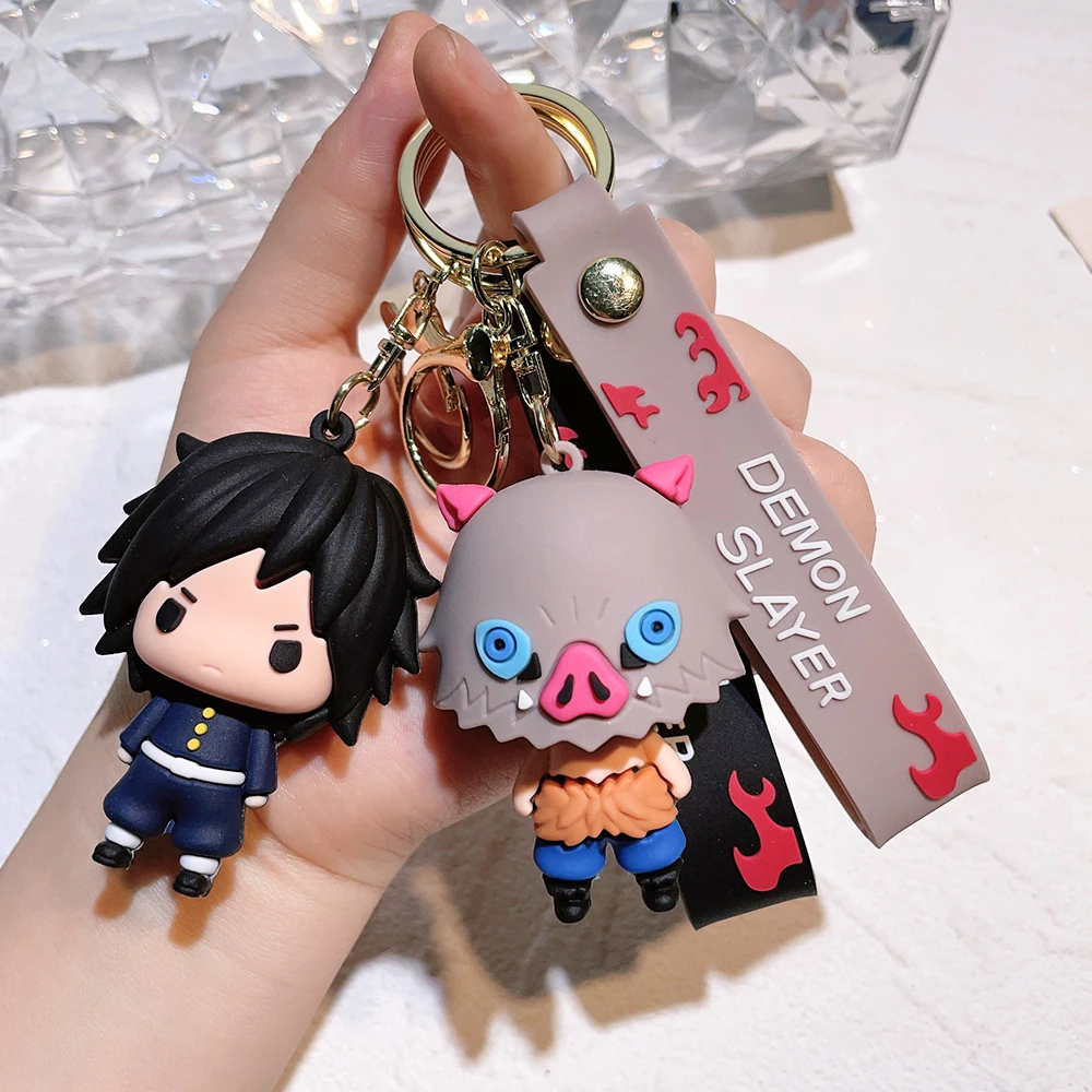 Cartoon Anime Ghost Slayer: Blade Doll Silicone Keychain Creative Trend Two-dimensional Soft Rubber Keychain Pendant Wholesale