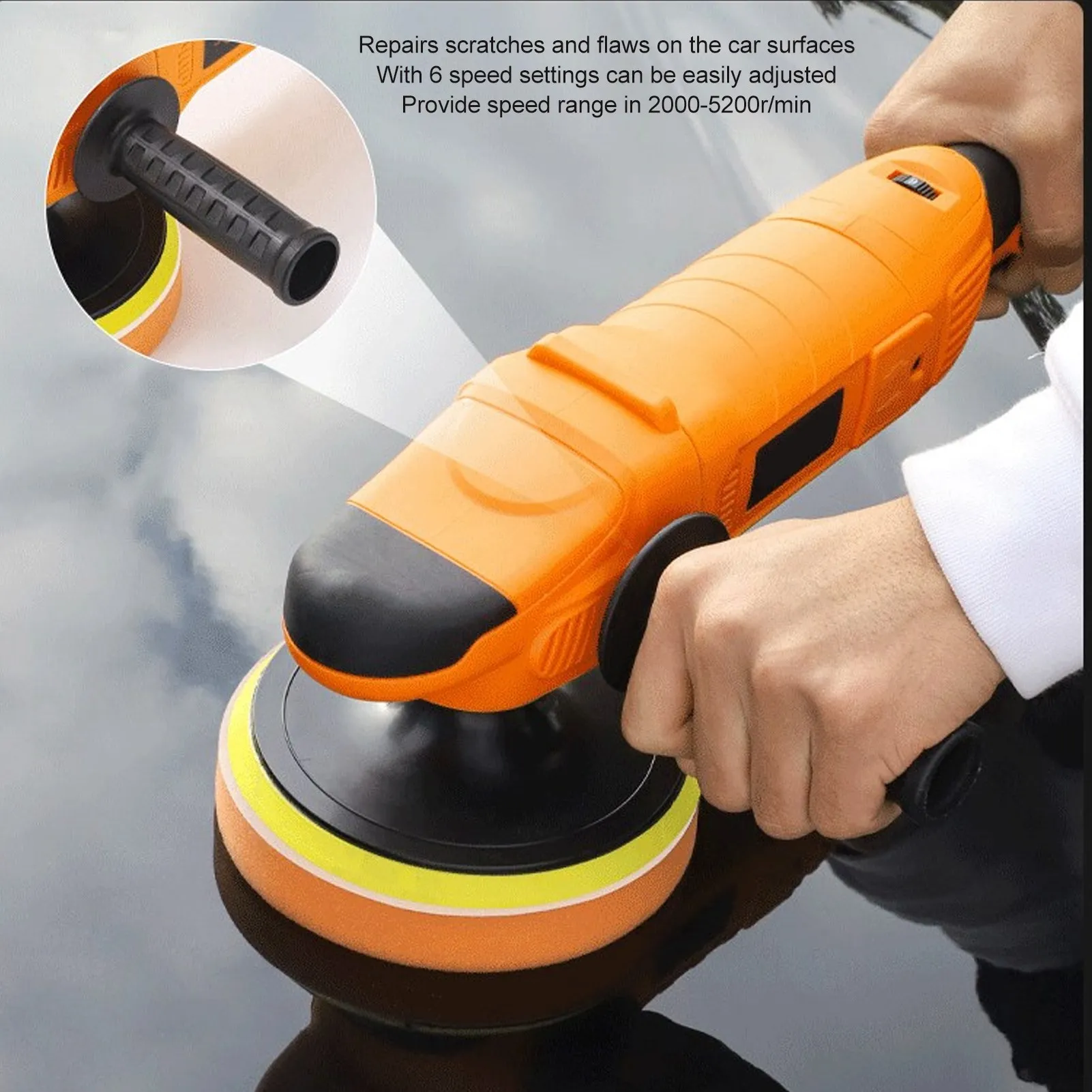 Car Buffer Polisher 6 Speed Gears Scratches Repairing Car Polisher Machine with Safety Cover for Vehicles Car Polishing Machine
