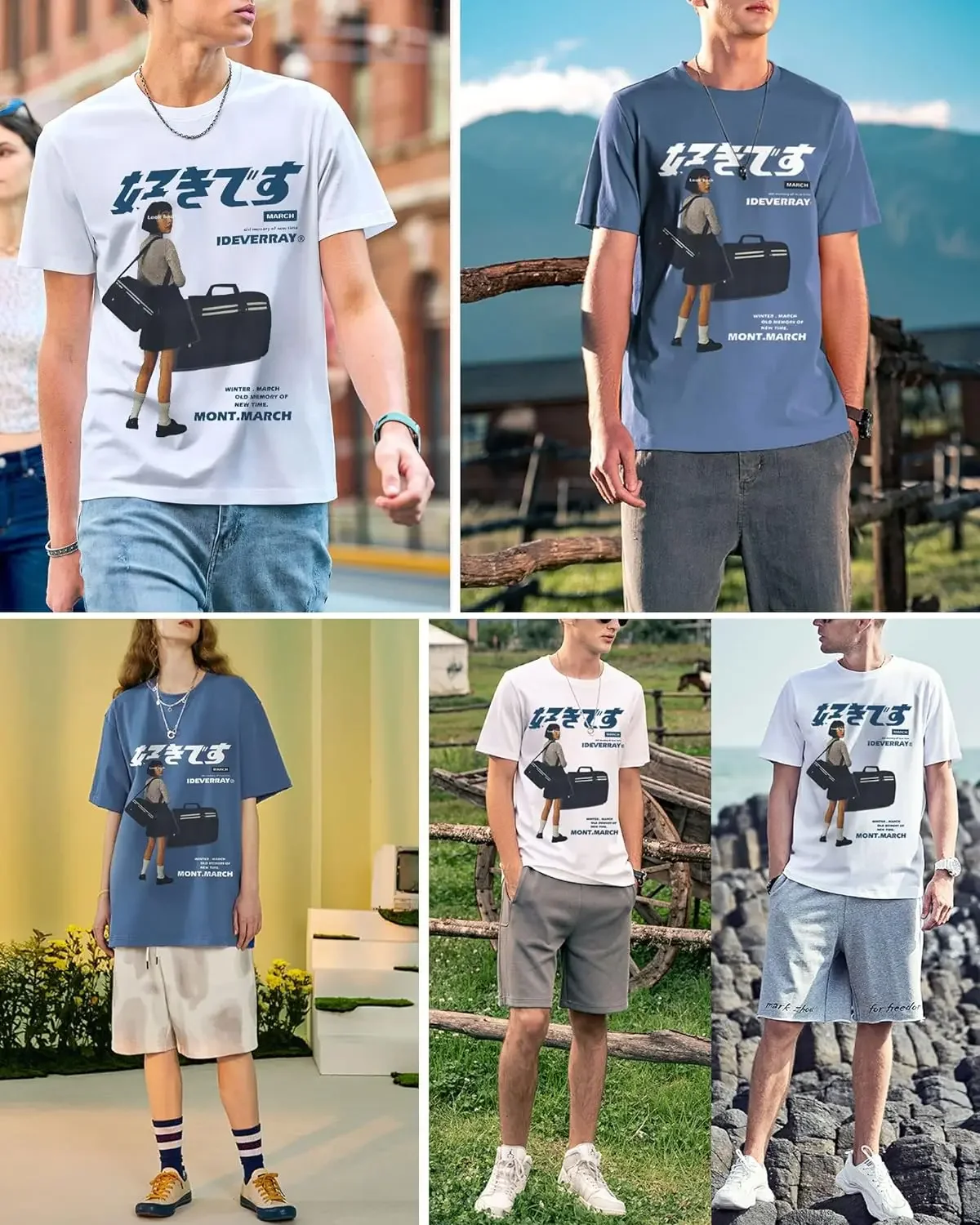 Men's Graphic Tees Shirt Unisex Vintage Oversize Shirts Summer Cotton Tee Streetwear Loose Casual Tops