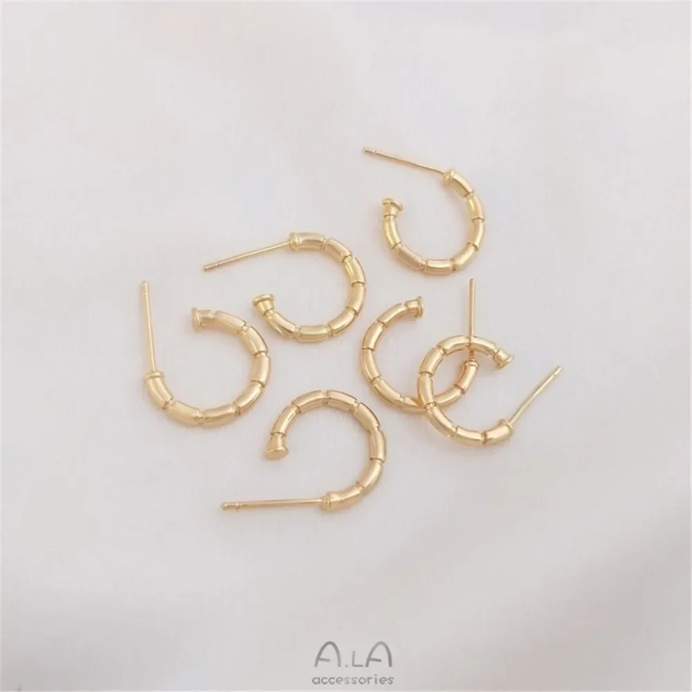 

14K Gold-Color C-shaped Iron Nail Earrings 925 Silver Needle Handmade DIY Handmade Earrings Ear Accessories Materials E211