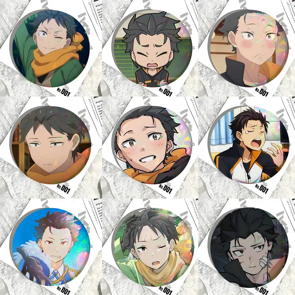 Natsuki Subaru Round Badge Creative Brooch Clothing Backpack Accessories Lapel Pin